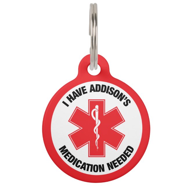 Placa Para Mascotas I have Addison's Medical Alert  Medication Needed (Anverso)