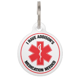Placa Para Mascotas I have Addison's Medical Alert  Medication Needed