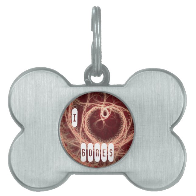 Placa Para Mascotas I Heart Bones (Frente)