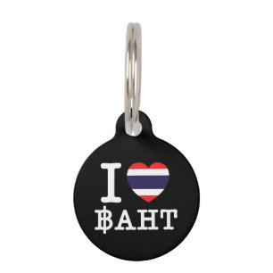 Placa Para Mascotas I Heart (Love) Baht