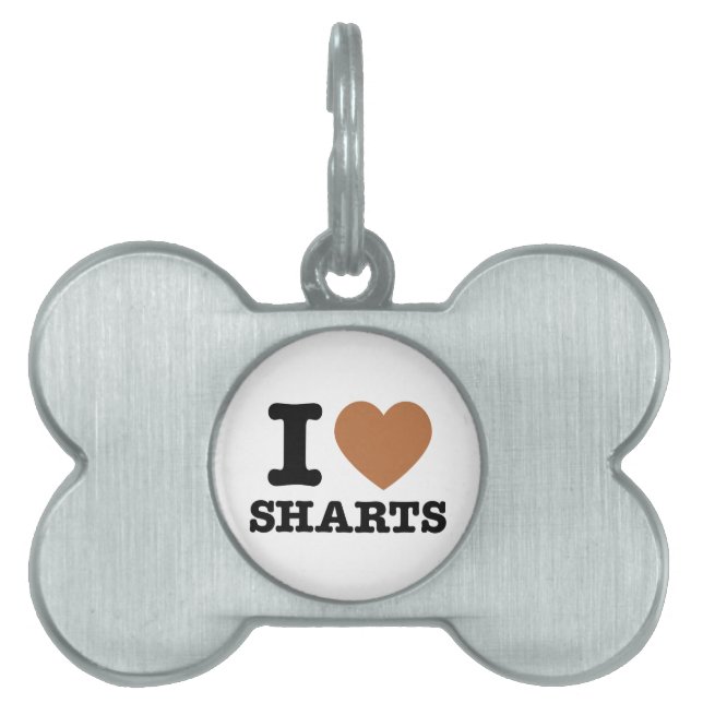 Placa Para Mascotas I Heart Sharts (Frente)