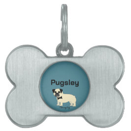 Placa Para Mascotas I love my Pug