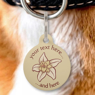 Placa Para Mascotas Icono de flor de vainilla