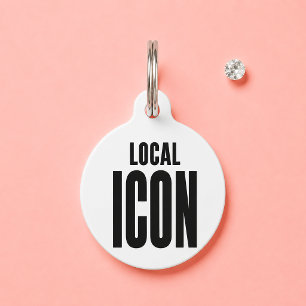 Placa Para Mascotas Icono Local Divertido Blanco Nombre Personalizado 