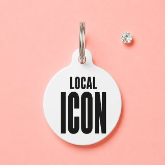 Placa Para Mascotas Icono Local Divertido Blanco Nombre Personalizado 