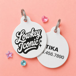 Placa Para Mascotas Icono Lowkey Divertido Nombre Personalizado Perro 