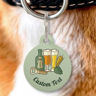 Placa Para Mascotas Iconos de cerveza etiqueta de identificación perso