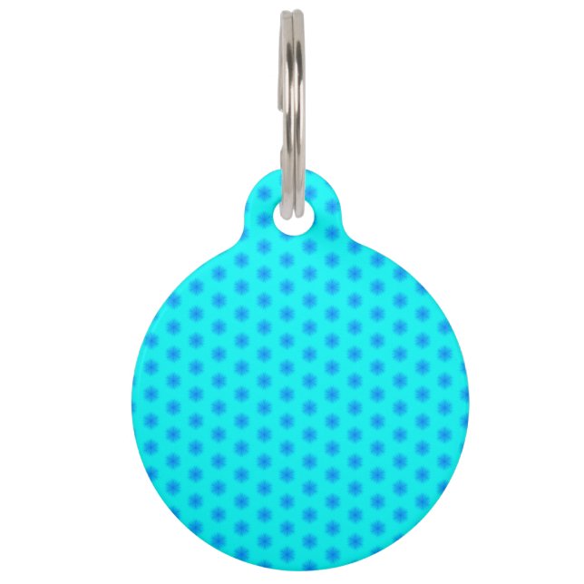 Placa Para Mascotas Icy Aqua y Blue Snflake Pattern (Anverso)
