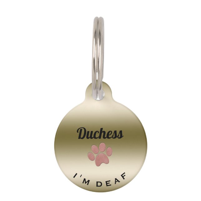 Placa Para Mascotas Id. de alerta de Mascota sordo (Anverso)