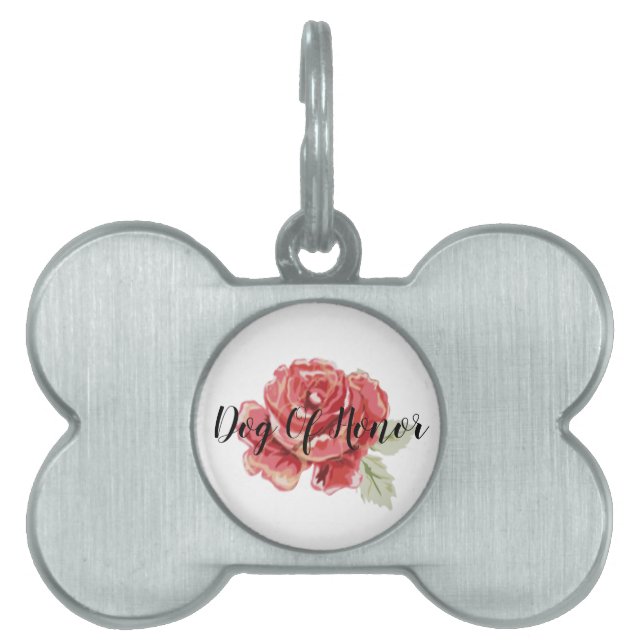 Placa Para Mascotas Id. de nombre floral (Frente)