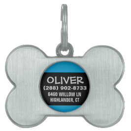 Placa Para Mascotas ID de perro mascota - Negro y azul - Para perros p