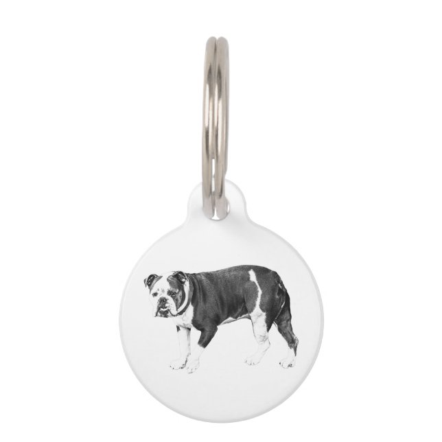 Placa Para Mascotas Identidad Bulldog, Marca Duradera (Anverso)
