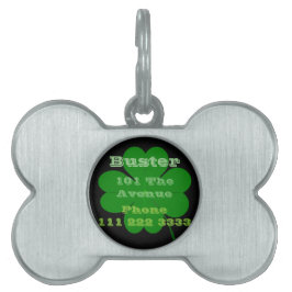 Placa Para Mascotas Identificación afortunada del perro del trébol del