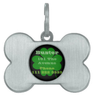 Placa Para Mascotas Identificación afortunada del perro del trébol del