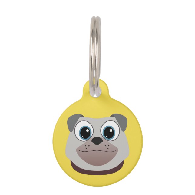 Placa Para Mascotas Identificación de Pug (Anverso)