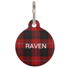 Placa Para Mascotas identificación del perro - Tartan Red