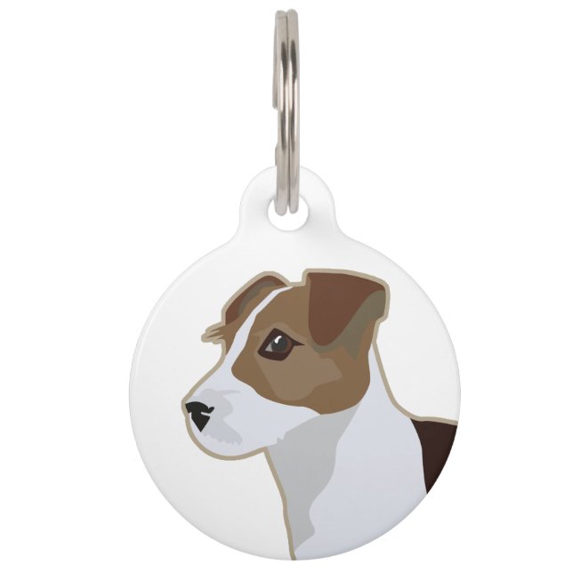 Placa Para Mascotas Ilustracion básico de la raza Jack Russell Terrier (Anverso)