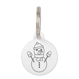 Placa Para Mascotas Ilustración de arte de línea de muñeco de nieve de