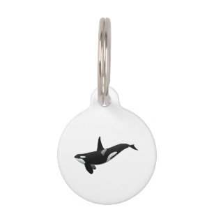 Placa Para Mascotas Ilustracion de ballena orca - Elegir color de fond