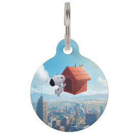 Placa Para Mascotas Ilustración de Cómic de Ciudad Flotante de Beagle