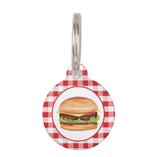 Placa Para Mascotas Ilustración de comida rápida de hamburguesa sobre 