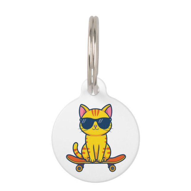 Placa Para Mascotas Ilustración de gato lindo – Gatito adorable  (Anverso)