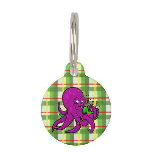 Placa Para Mascotas Ilustracion de instrumentos musicales Octopus Pipe