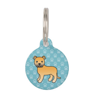 Placa Para Mascotas Ilustración de perro Fawn Staffordshire Bull Terri