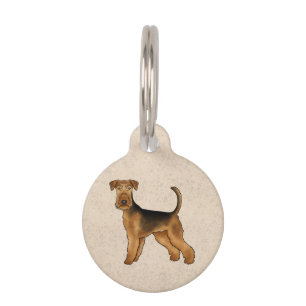Placa Para Mascotas Ilustración de perro Terrier de Airedale Bingley T
