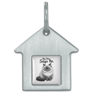 Placa Para Mascotas Ilustración Divertida de Cara de Gato – Arte de Ga