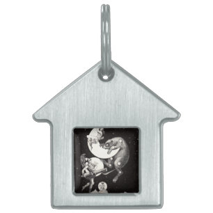 Placa Para Mascotas Ilustración Nocturna del Dios del Universo de la L