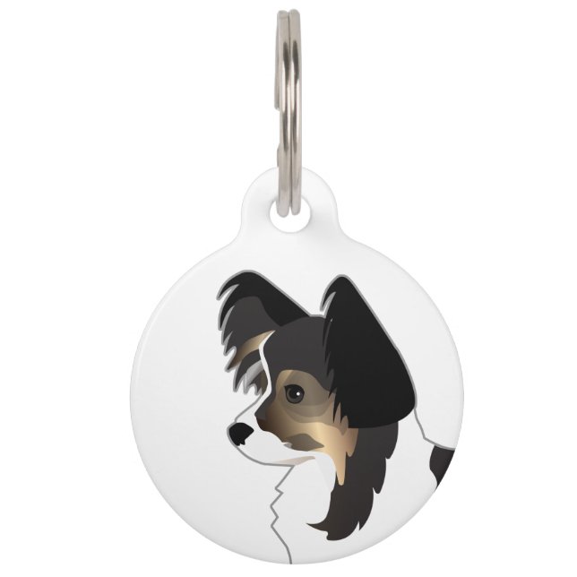 Placa Para Mascotas Ilustracion Papillon Toy Dog Raza (Anverso)
