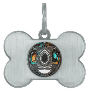 Placa Para Mascotas Imagen de arte en textura de cebra de origen étnic