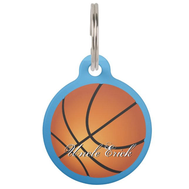 Placa Para Mascotas Imagen de baloncesto 🏀 Monograma Especial (Reverso)