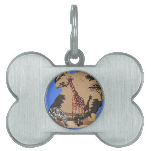 Placa Para Mascotas Imagen de Mapa de Vida Silvestre de Uganda