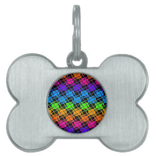 Placa Para Mascotas Imagen multicolor de espejo de arco iris a cuadros