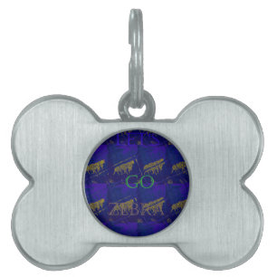Placa Para Mascotas Impresión abstracta azul francés "Let's Go Zebra"