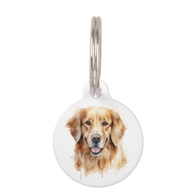 Placa Para Mascotas Impresión acuática Golden Retriever Dog art (Anverso)