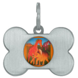 Placa Para Mascotas Impresión de arte animal africano