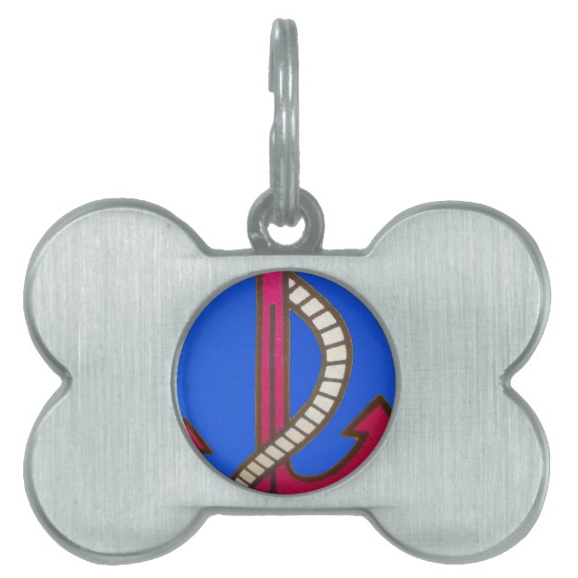 Placa Para Mascotas Impresión de arte de ancla roja (Frente)