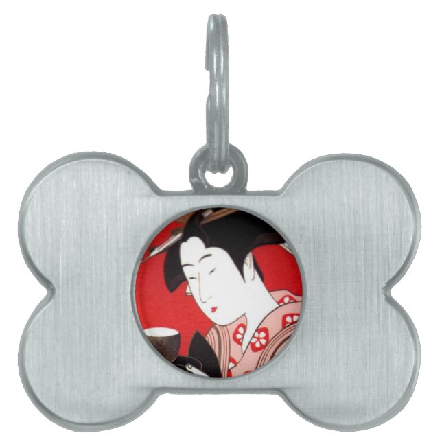 Placa Para Mascotas Impresión de arte de ceremonias de té Lady japones (Frente)
