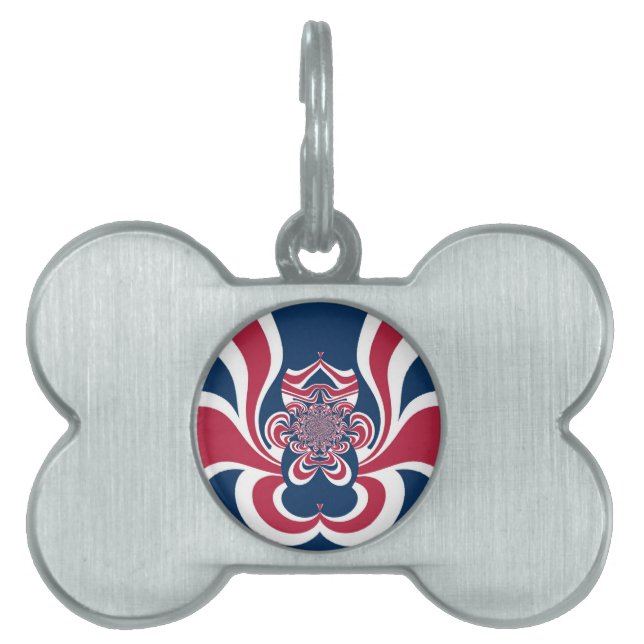 Placa Para Mascotas Impresión de arte del Kaleidoscope Azul Rojo (Frente)