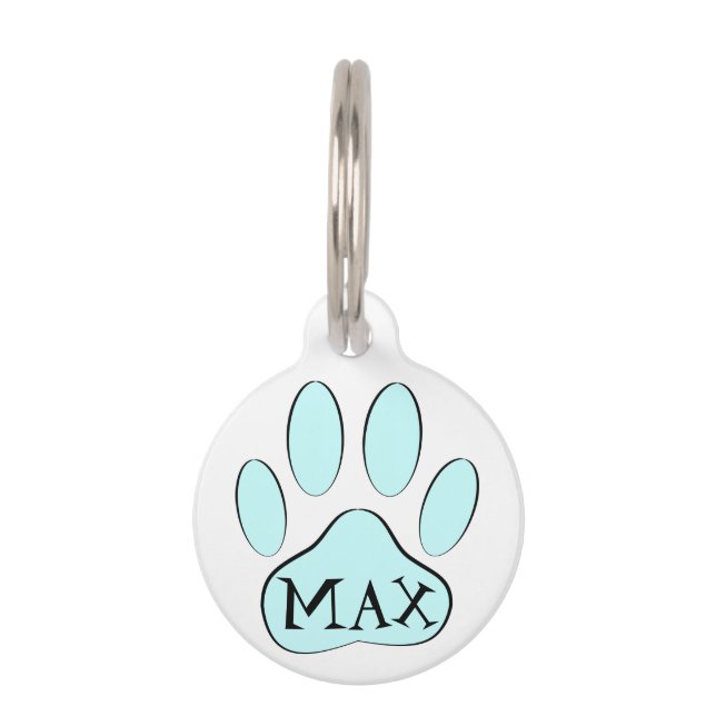 Placa Para Mascotas Impresión de Blue Paw (Anverso)
