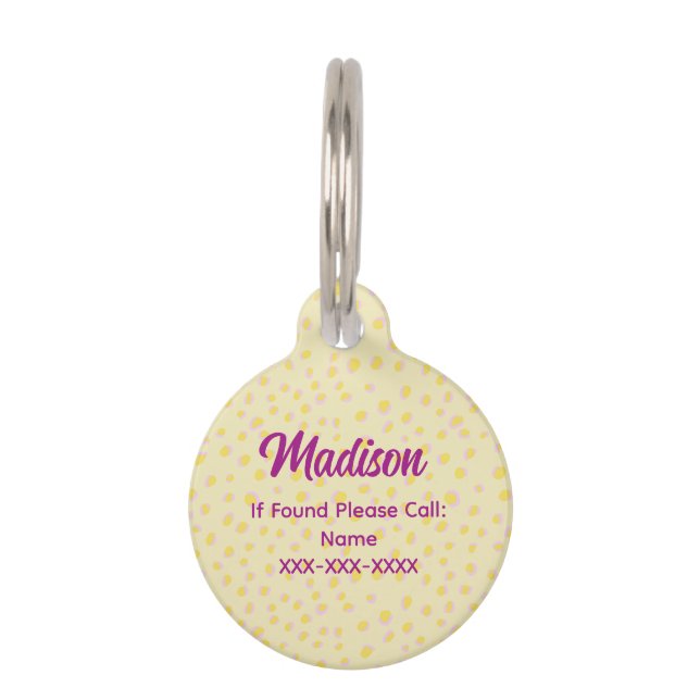 Placa Para Mascotas Impresión de Cheetah Preppy (Anverso)