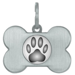 Placa Para Mascotas Impresión de garras de perro en gradientes blancos