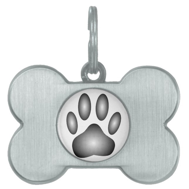 Placa Para Mascotas Impresión de garras de perro en gradientes blancos (Frente)