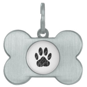 Placa Para Mascotas Impresión de garras de perro negro con aromas blan