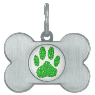 Placa Para Mascotas Impresión de hojas de perro de follaje verde