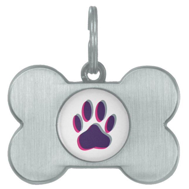 Placa Para Mascotas Impresión de hojas de perro fuera de foco (Frente)