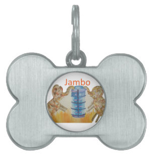 Placa Para Mascotas Impresión de Jambo Jumbo African Kids Elephants